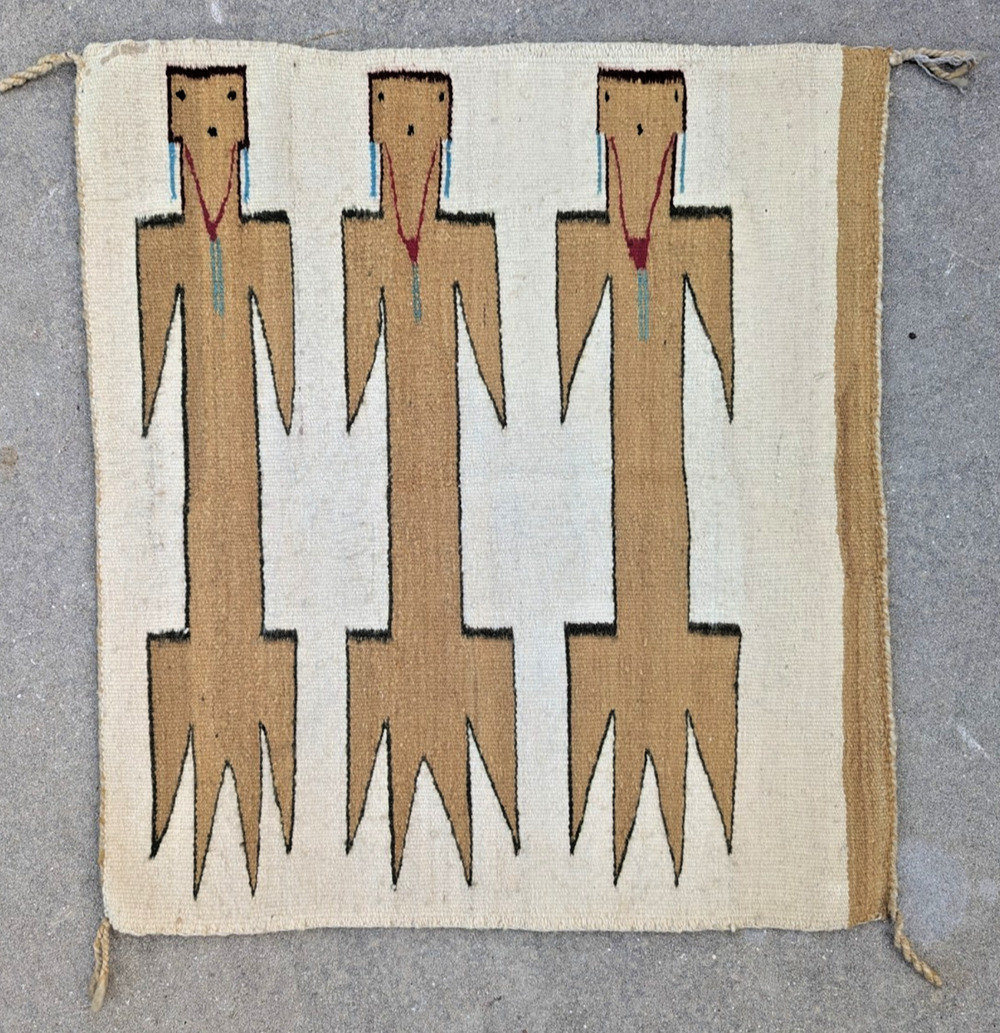 Navajo Native American Rug / Wall Hanging With Yei Figures 27"X29" Double-sided